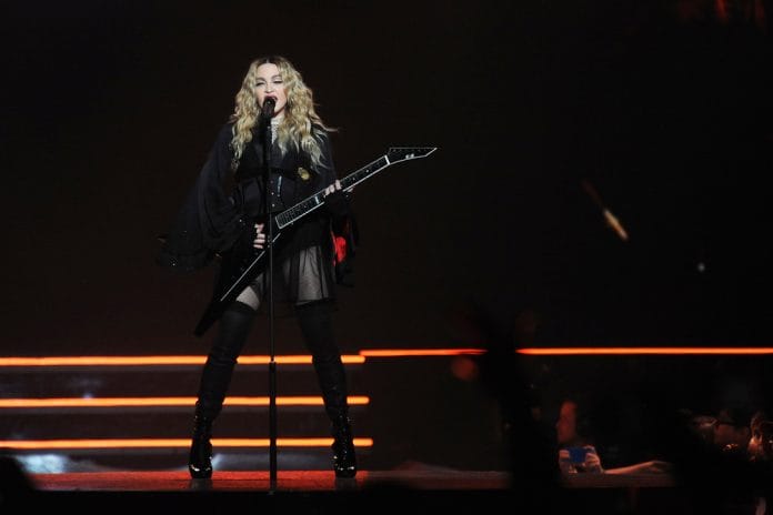 Famous pop singer Madonna during her performance in Prague, Czech republic, November 7, 2015.